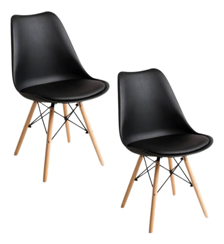 Set 2 Sillas De Comedor Living Eames Tilsen Negras