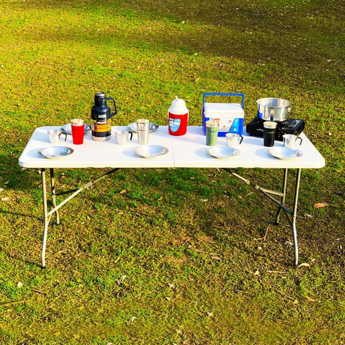 Imagen 5 de 10 de Mesa Plegable Camping Caños Y Traba Tipo Maletin Valija 1.80