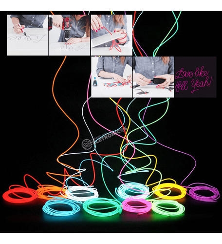 Kit 2 Fios Cordões Neon Led 3 Metros Para Festas E Balada Luz Verde Tensão De Operação 3v 2 Pilhas