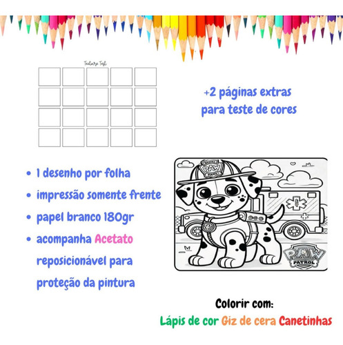 Livro De Colorir Patrulha Canina Estilo Bobbie Goods 50 Folhas 180g Capa Dura Personalizado Com Nome Na Capa