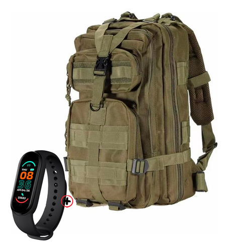 Mochila Táctica Militar 35lts  Gran Aventura + Smartwatch