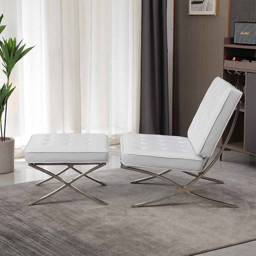 Sillon Barcelona 1 Cuerpo + Apoyapiés Otomano Blanco