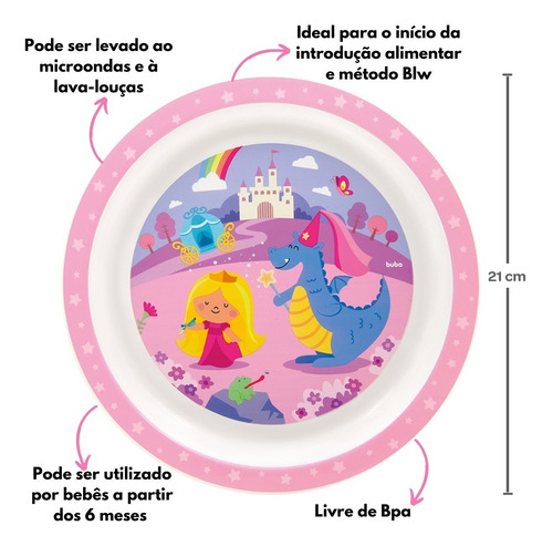 Imagem 2 de 9 de Kit Pratinho Bebê Raso Tigela Bowl + Colheres Refeição Buba