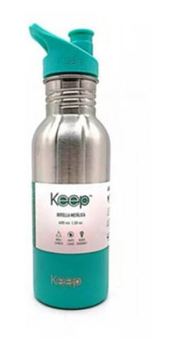 Botella Hidratación 600ml Metálica Celeste Keep Mimbral