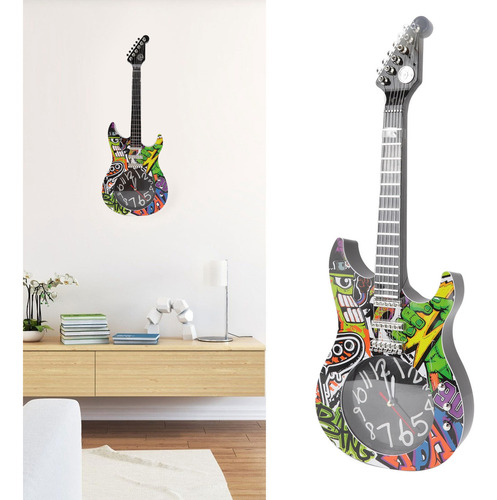Reloj De Pared Con Forma De Guitarra Que Simula El Tiempo, D