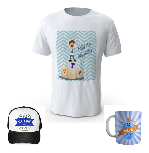 Combo Camiseta + Gorra + Mug Dia Del Padre Papá R19