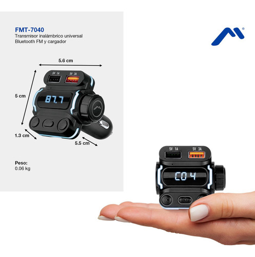 Transmisor Inalámbrico Fm/universal Mitzu Cargador Fmt-7040