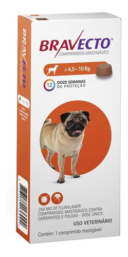 Bravecto Antipulgas E Carrapatos Para Caes De 4,5 A 10kg
