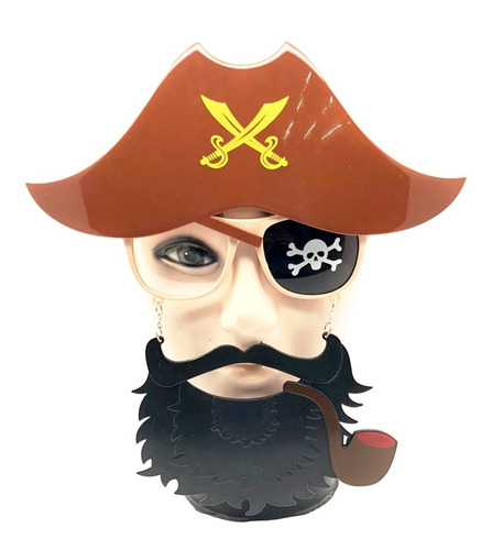 Lente Pirata Con Barba Cotillón, Fiestas- Envío Gratis A Xxx