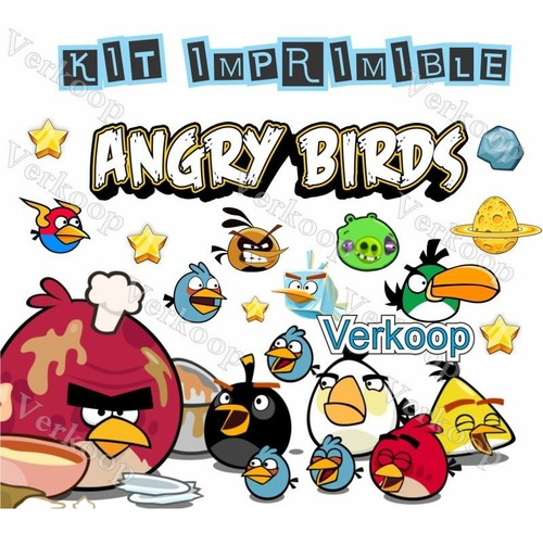 Kit Imprimible Angry Birds Invitaciones Tarjetas Marcos