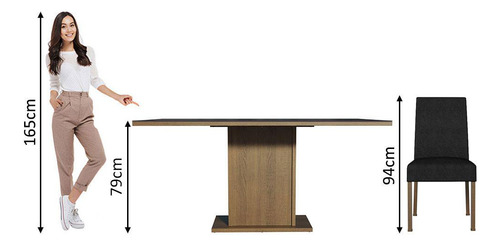 Juego De Comedor Con Mesa Y 4 Sillas Madesa Oxford Keila Mn Color Marron/Negro/Oxford Diseño de la tela de las sillas Liso