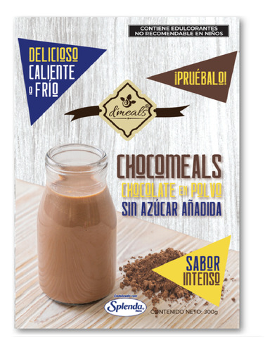 D'meals, Chocolate En Polvo Sin Azúcar Añadida 300 Gr