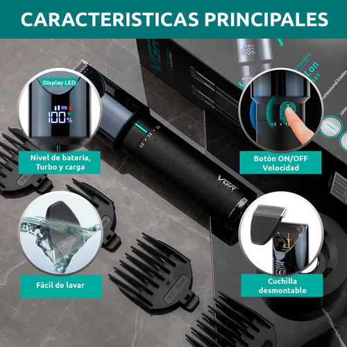 Máquina Corta Pelo Profesional Vgr V-698 Led Usb Turbo 4 Vel