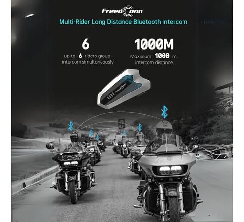 Intercomunicador Freedconn Hero Para Casco Motociclista Bluetooth 5.1 + EDR, Color Negro, Conectividad Con 6 Bikers, Comparte Música, Compatibilidad Con Otras Marcas