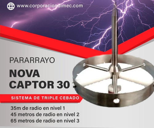 Imagen 9 de 10 de Kits Con Pararrayos Ionizante Nova Captor 30. 35m De Radio