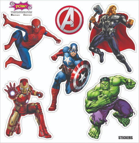 Vinilos Decorativos Avengers Stickers Plancha 50cm.