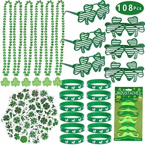 Max Fun 108pcs St Patricks Day Shamrock Favores De Fiesta Es