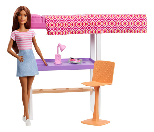 Barbie Juego De Muñecas Y Muebles, Cama Alta Con Literas T.