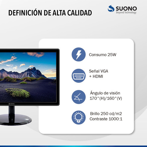 Monitor Gamer Suono Led 24p Full Hd 1920x1080 Snmo-1000 Color Negro