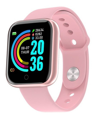 Lío Célula somatica Evaporar Smartwatch Smart Bracelet D20 1 1.3" con red móvil caja de plástico rosa,  malla rosa de silicona