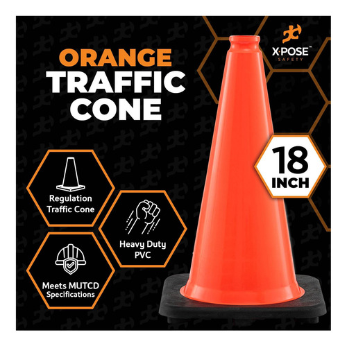 Seguridad De Xpose Conos De Tráfico De Naranja De 18 4 Cono