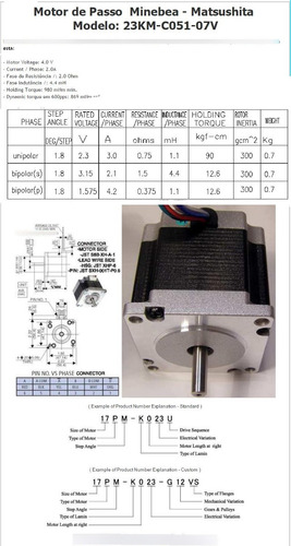 Motor Paso A Paso 23km-c051-07 Cnc Buen Torque 6 Cables