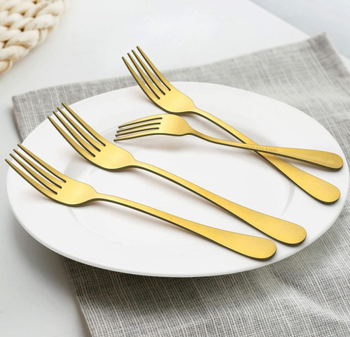 Set De 12 Tenedor De Mesa Dorado