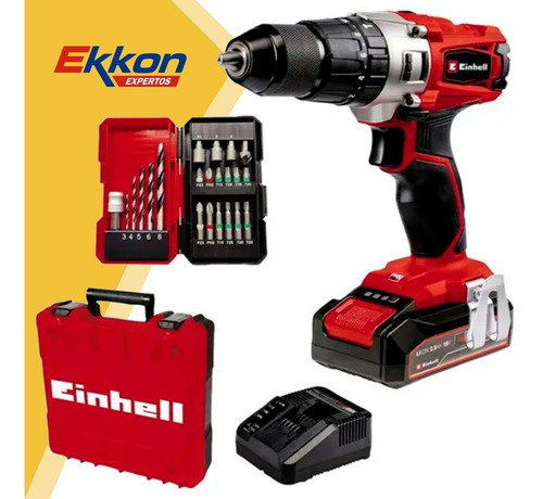 Imagen 4 de 9 de Taladro Atornillador Percutor Einhell 18v + 22 Accesorios