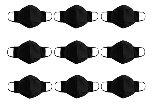 Cubrebocas De Dama Y Hombre 3 Capas Antifluidos Negros 10 Pz
