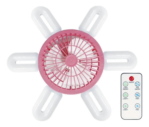 Ventilador De Techo + Lámpara Led Con Control Remoto 2459