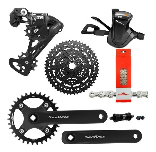 Kit Grupo Transmissão Sunrace Bike Mtb Dkm 1x9v Cassete 50t