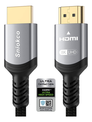 Cable Hdmi 2.1 Sniokco , De Alta Velocidad, Hasta 8k , 3 Mt