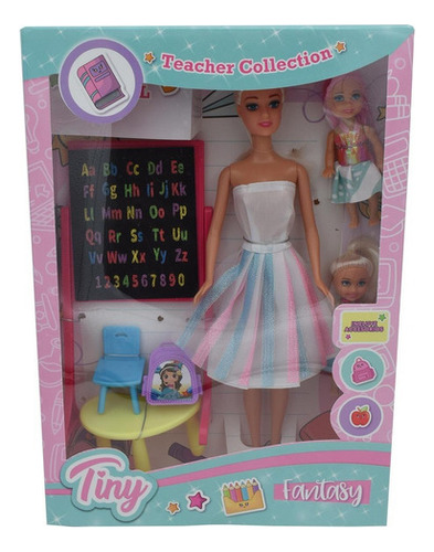 Muñeca Flaca Maestra + 2 Muñequitas Tiny Teacher