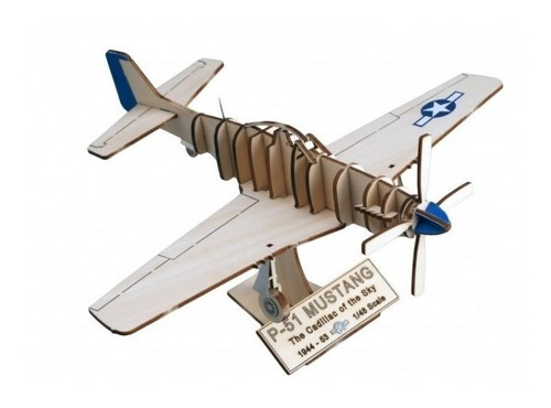 Avion De Madera Corte Laser Para Armar Ar Latina P51 Mustang