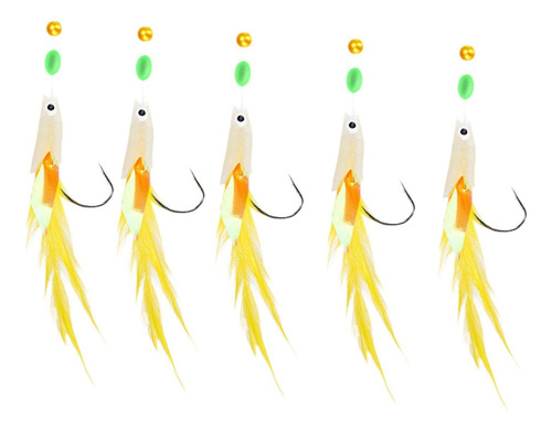 5 Piezas De Pesca Marina Ganchos De Cuerda De Amarillo