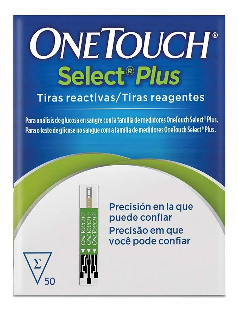 Tiras Reactivas Para Medidor One Touch Select Plus Flex X 50 Color Blanco