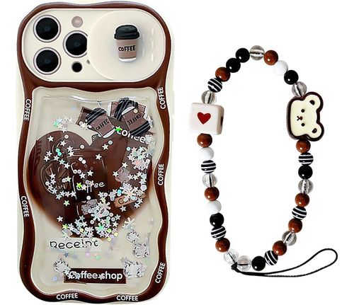 Capa Para iPhone 14 Pro Max Com Lindo Café E Corrente Charm,
