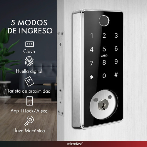 Imagen 4 de 10 de Cerradura Smart T11b Bluetooth Huella Tarjeta Exterior Codig