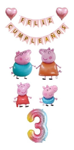 Pack Globos Familla Peppa Pig X 8 Unidades 