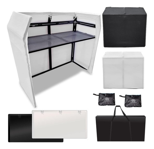 Mesa Dj Portátil Axcessables Booth Xl 147x74 Cm Con Scrims