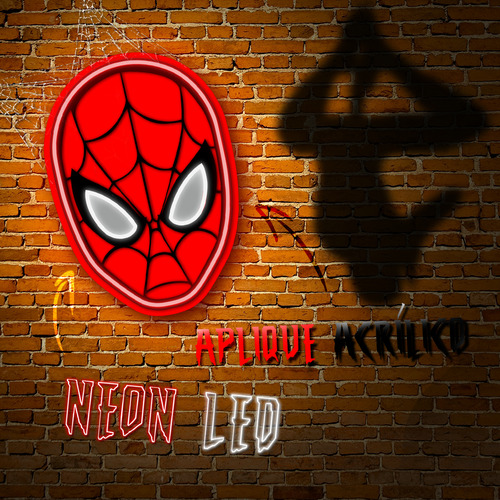 Painel Neon Led Aplique Homem Aranha Decoração Super Herói