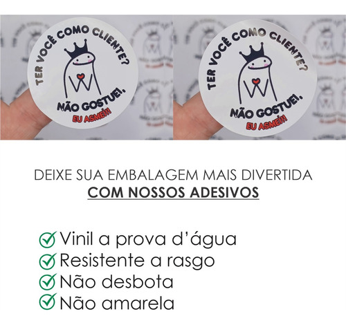 Kit 1000 Adesivos Flork Meme Não Gostuei Eu Asmei 4x4cm