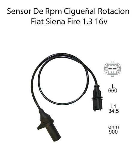 Sensor De Rpm Cigueñal Rotacion Fiat Siena Fire 1.3 16v