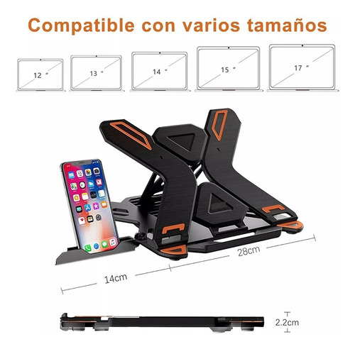 Soporte Base Notebook Y Celular Ajustable Hasta 17 Pulgadas