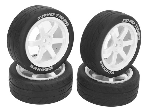Ruedas 1/10 Rc Blancas Blancas, 4 Unidades, Neumáticos De Pl