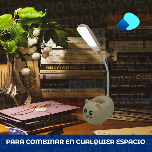 Imagen 7 de 10 de Lampara Porta Celular Velador Led Flexible Gatito Recargable