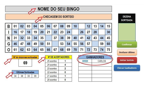 2500 Cartelas De Bingo - Gerar E Imprimir, Muito Simples!