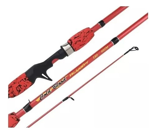 Vara Pesca Cold Blood Vermelha Carretilha 1,80mts 2pts 25 Lb