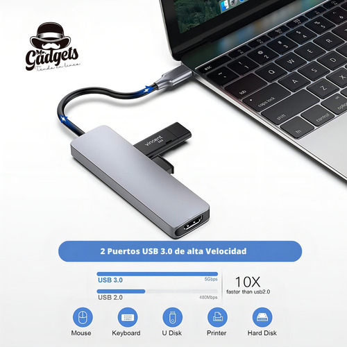 Hub Usb C 6 En 1 Adaptador Lector Sd Pd Hdmi Para Mac iPad Galga Network