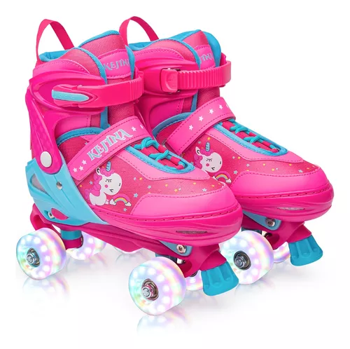 Patines 4 Ruedas Altera Doble Fila con Luz LED para Niñas y Niños Talla  Ajustable